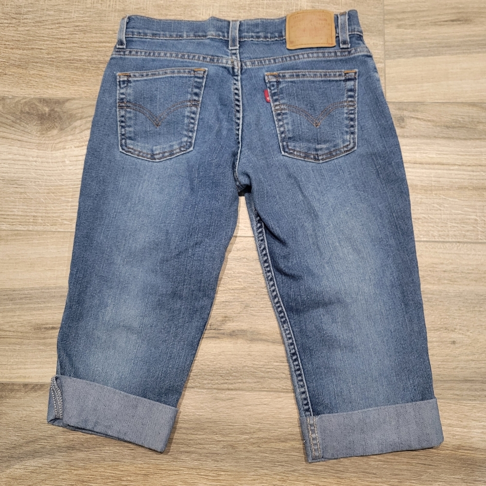 Vintage Levi's 507 Super Low Slim Stretch Bermuda Denim Shorts Juniors 3